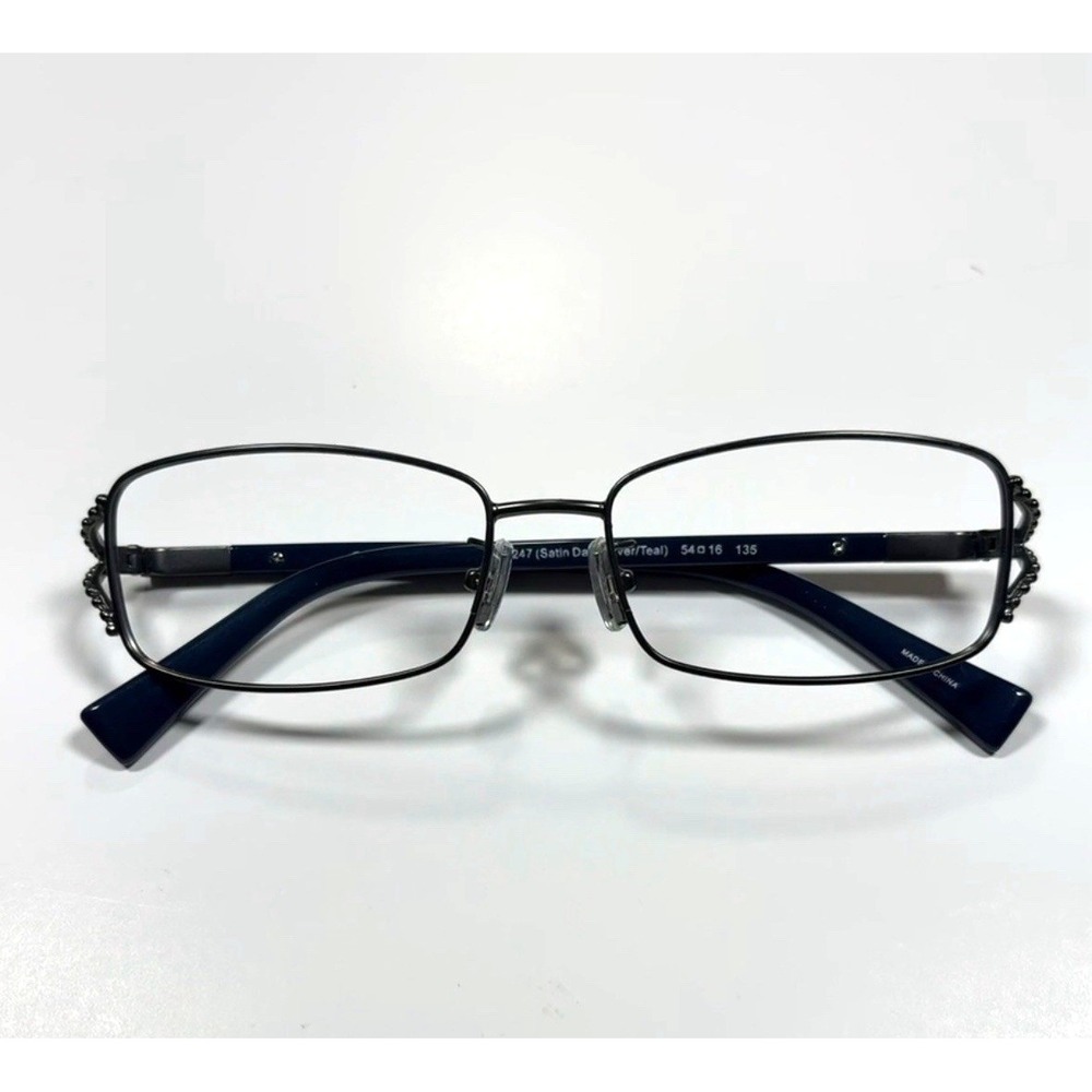COACH Y2K 5073 9247 Eyeglasses Frame 54-16-135‎ Satin Dark Silver Teal Blue